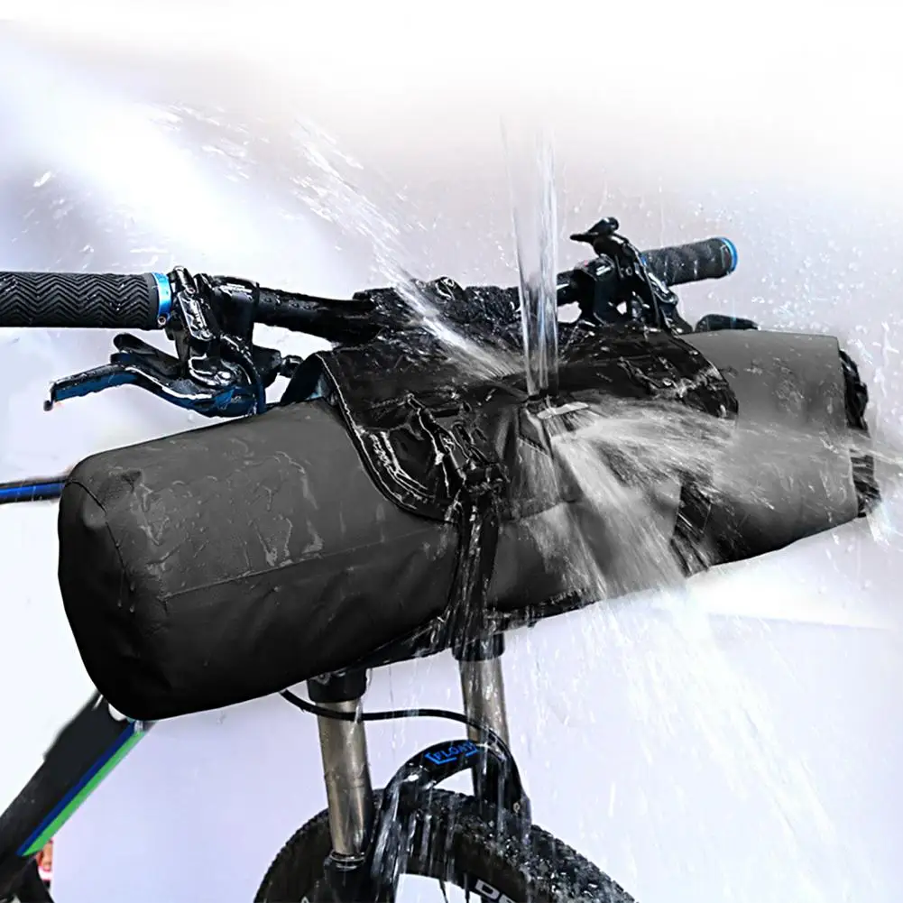 3-7L Handlebar Bag Waterproof Large Capacity Fastener Tape Adjustable Size Folding Wear Resistant Front Frame Bag