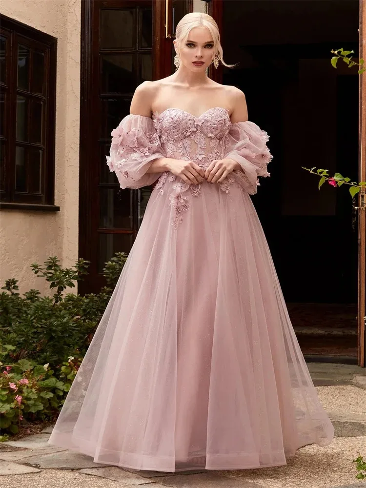 Bridal affair A-Linie Frauen Ballkleider elegante schulter freie halbe Ärmel zurück Reiß verschluss boden langen Schlitz mit Blume Abendkleid