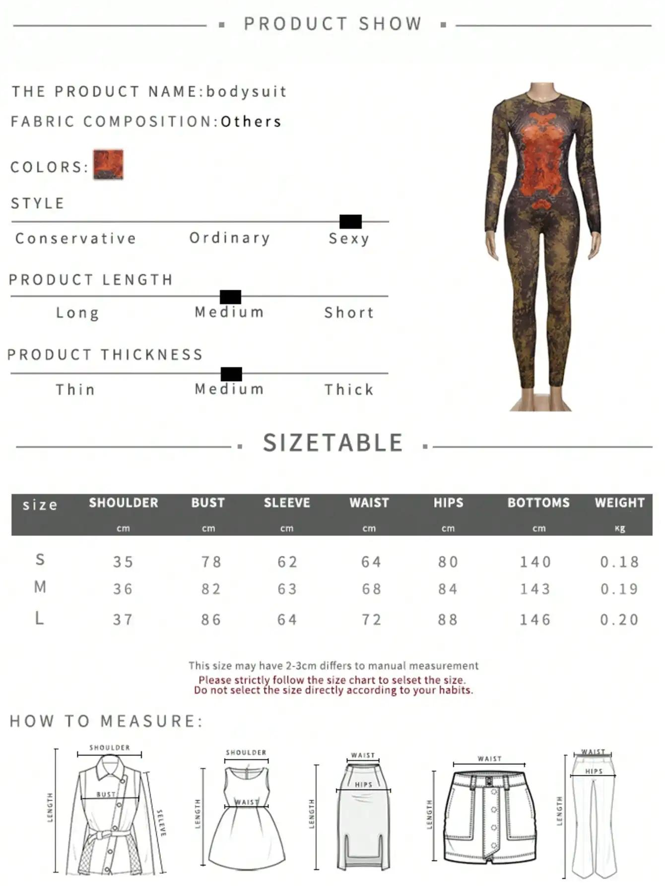 グラフィックプリントとメッシュディテールが付いたBWQセクシーなハイウエストフィットジッパー付き長袖ジャンプスーツ