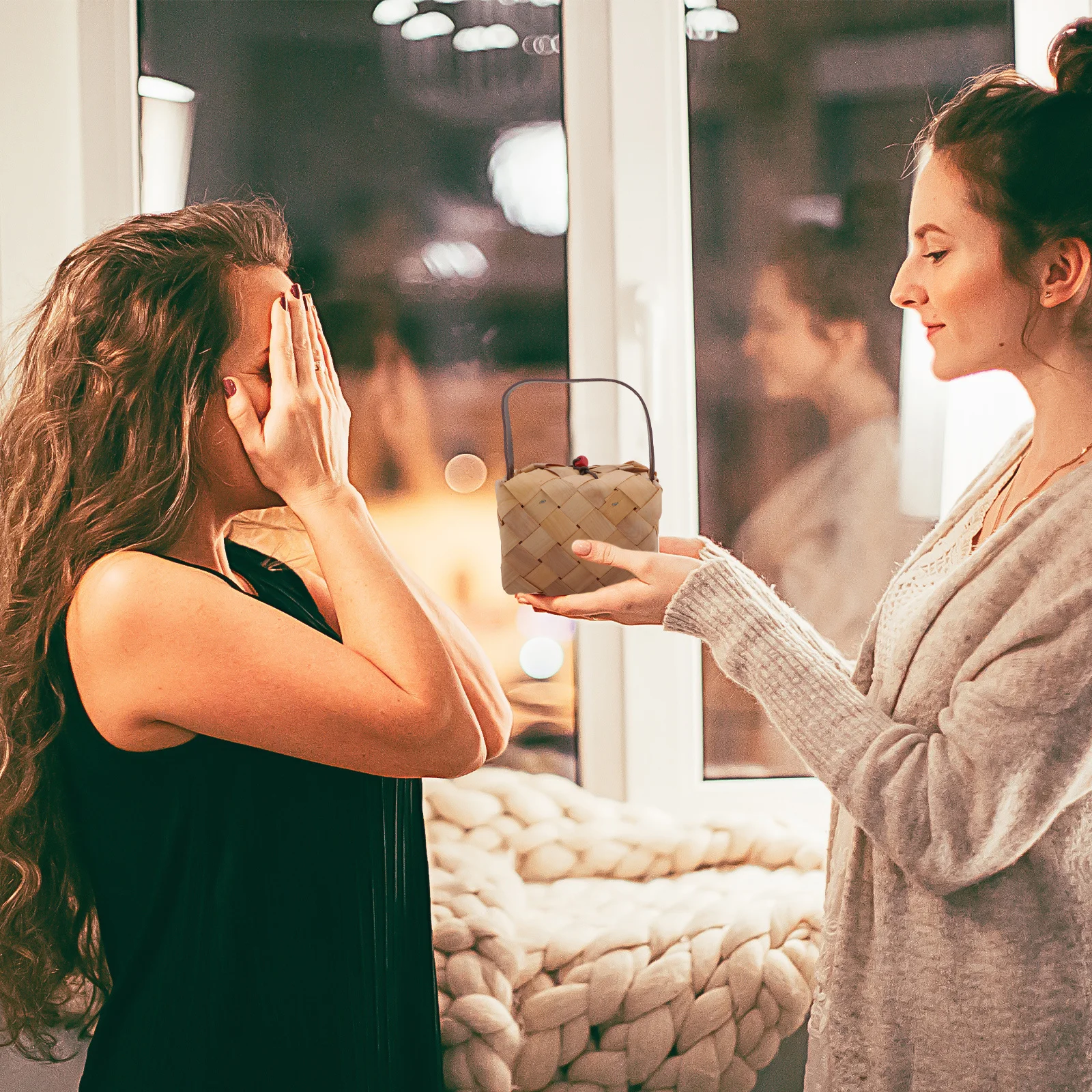 

1pc Packing Woven Candies Snacks Party Favor Woven Storage Storage Basket Organizer Packing Basket