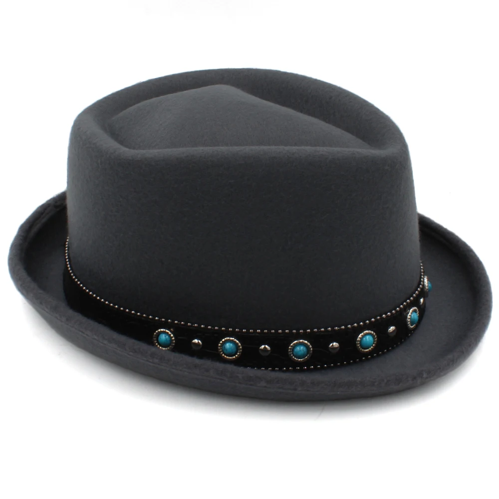 Sombreros de lana con diamantes para hombre y mujer, sombrero de Pie de cerdo, estilo callejero, clásico, talla US 7 1/4 UK L