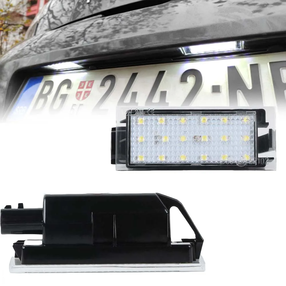 2PC Car LED White Number License Plate Lights For Renault Megane 2 Clio Laguna 2 Megane 3 Twingo Master Vel Satis Opel Movano