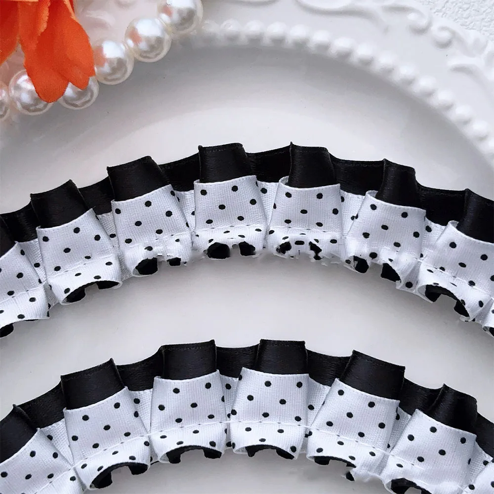 Geraffter Polka-Dot-Spitzenbesatz für Puppenkleidung, individuelle Haaraccessoires, Damenblusenverzierung, Socken, Tischdecke, Geldbörse – Detail 9