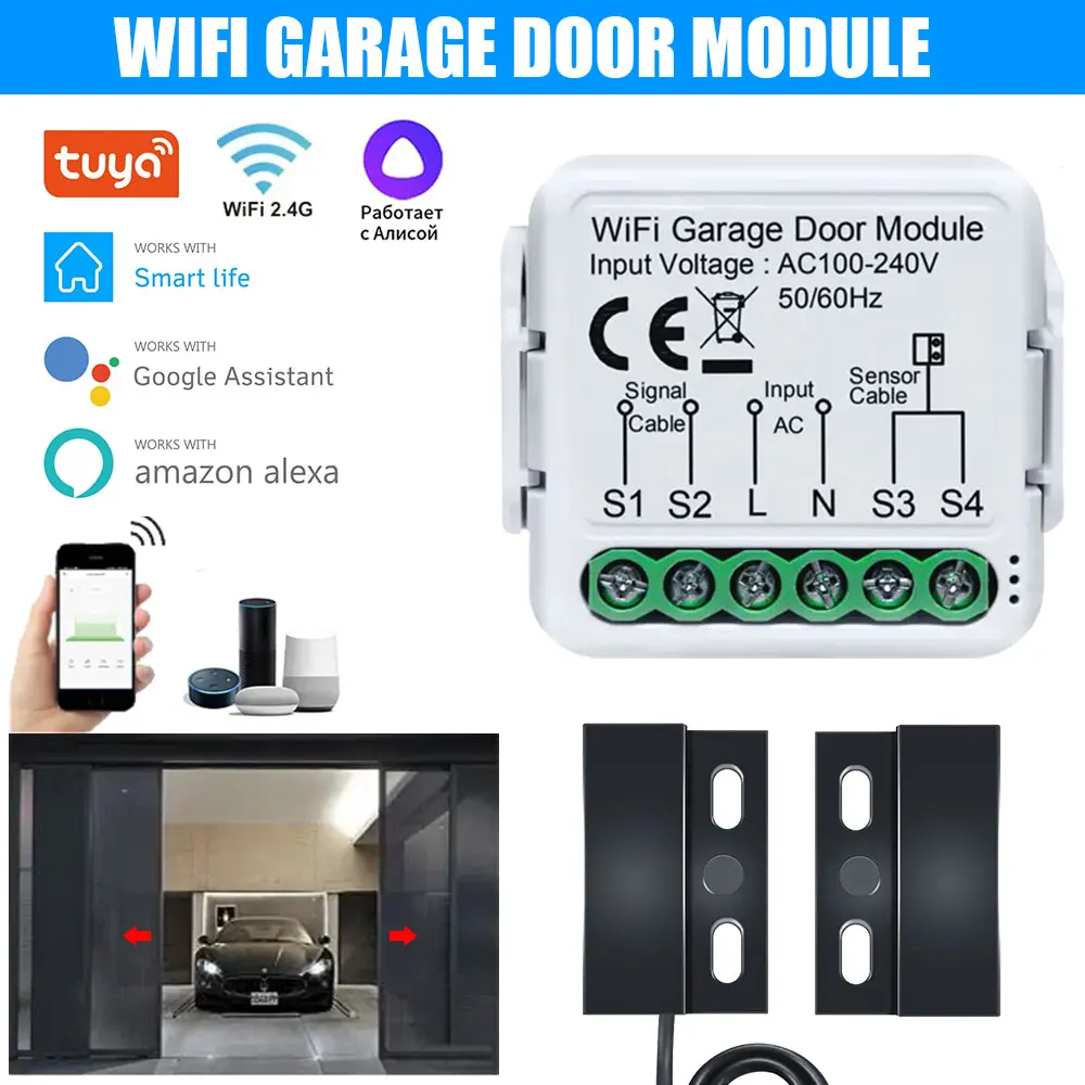 Controlador inalámbrico de puerta de garaje para coche, miniinterruptor inteligente con WiFi, Control remoto por aplicación Smart Life, OBD2, accesorios para coche