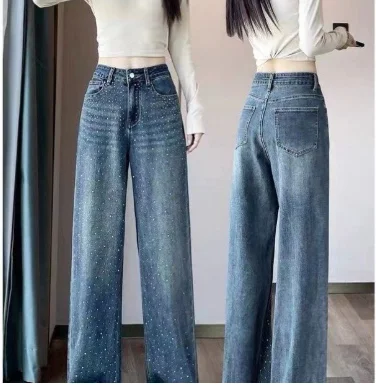 Korean Style High-Waisted Slimming Straight-Leg Jeans For Women 2025 Summer New Design Sensibility Loose-Fit Casual Pants