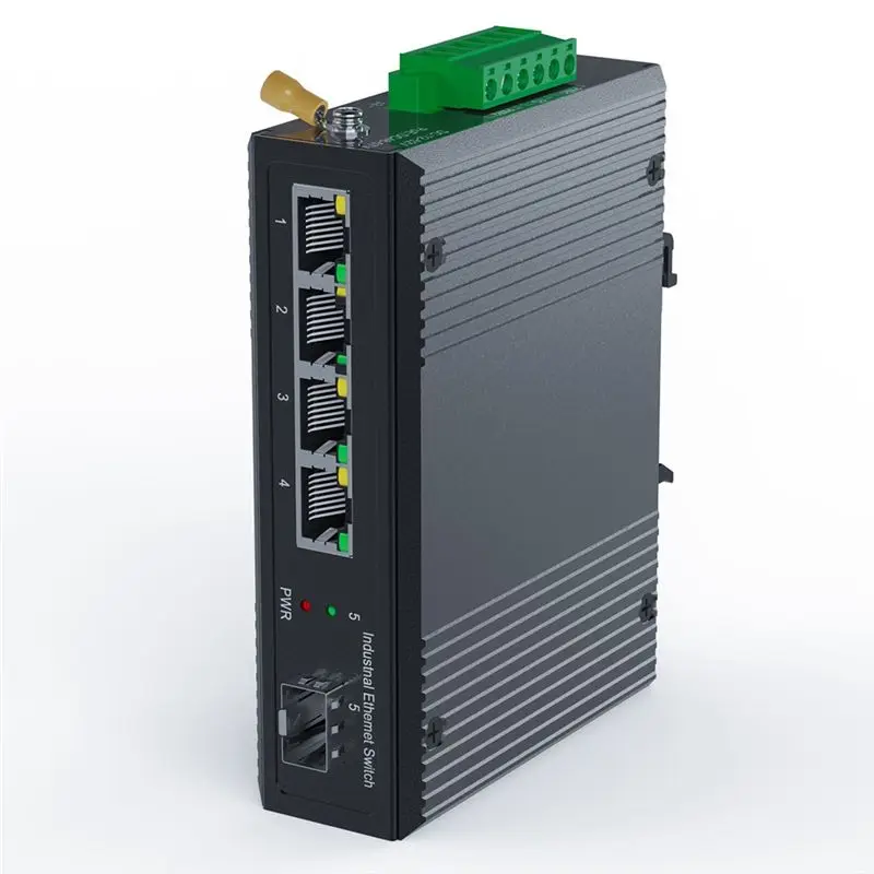A01E-Module 5 Port Industrial Poe Gigabit Din Rail Ethernet Switch, 4 Port Switch With SFP 10/100/1000Mbps IP40 Unmanaged 48V Ou