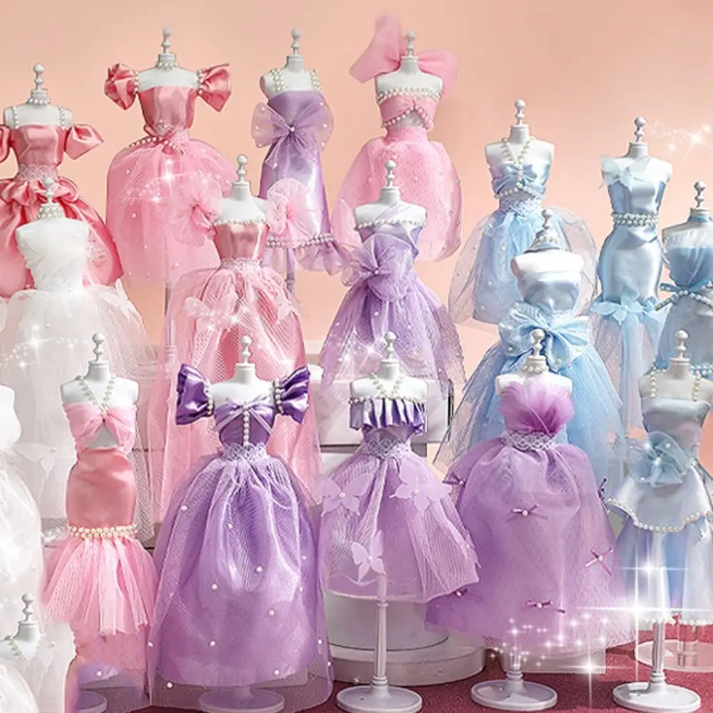 Gonna Kit di vestiti per bambole fai-da-te Abbigliamento fatto a mano Kit di vestiti per giocattoli da principessa Design alla moda carino Materiale per abiti per bambole Ragazza per bambini