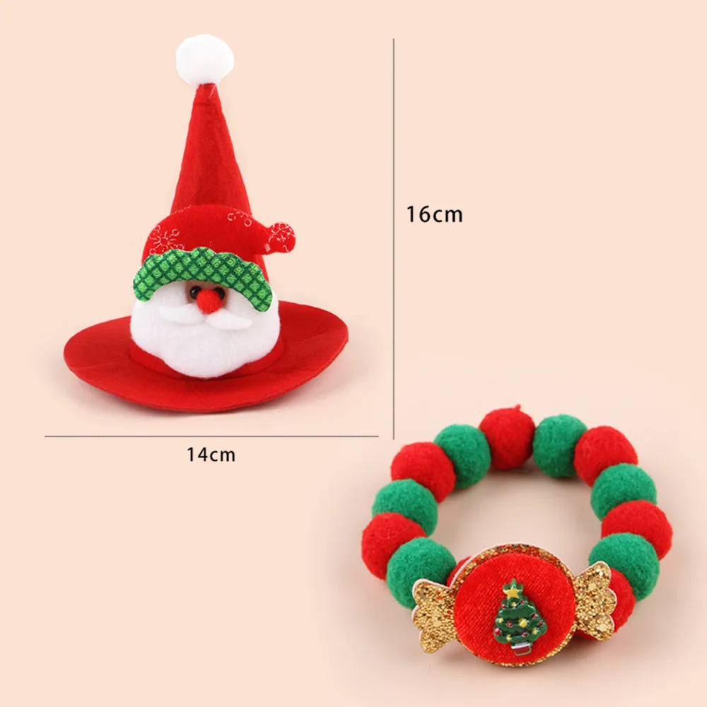 Pet Merry Christmas Accessories Hat Collar Necklace Scarf Suit Santa Eve Matching Christmas Kitten Scarf Cat Christmas Hat Suit