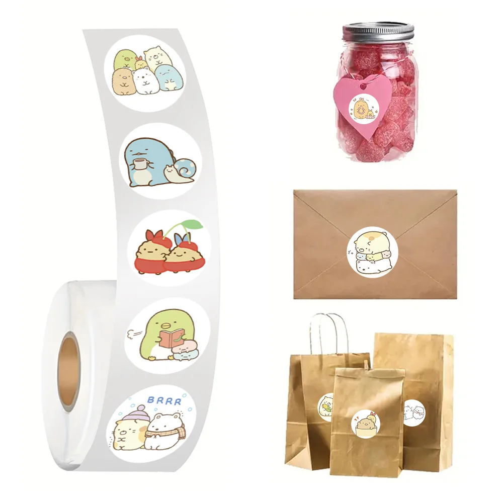 500 stks/rol Hoek Schepsel Afdichting Sticker Grappige Cartoon Roll Decal DIY Bagage Telefoon Gitaar Cup Plakboek Waterdichte Sticker