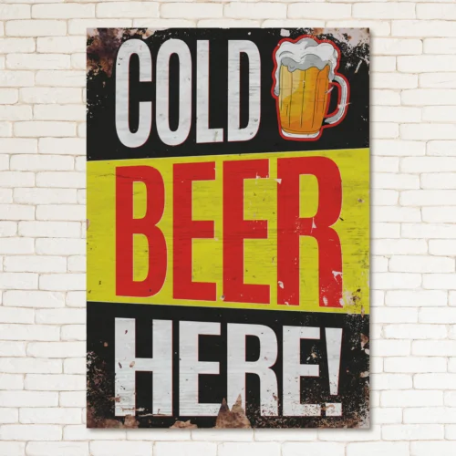 COLD BEER Retro Metal Sign Man Cave Bar Pub Plaque Party Vintage Gift