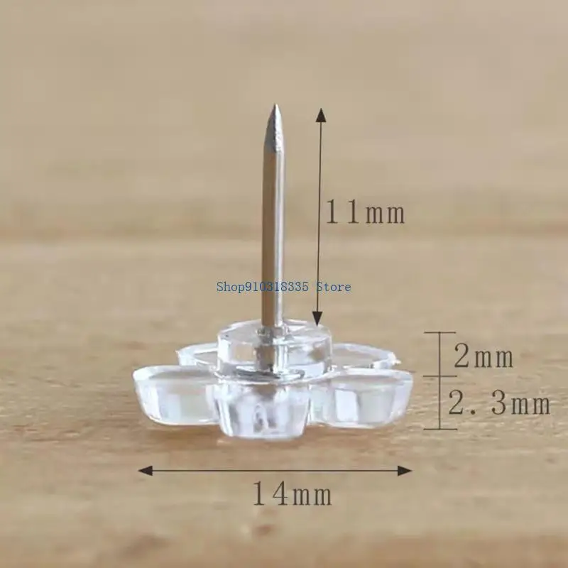 

100Pieces Clear Flower Push Pin Cork Notice Board Pushpin Decorative Thumb Tacks