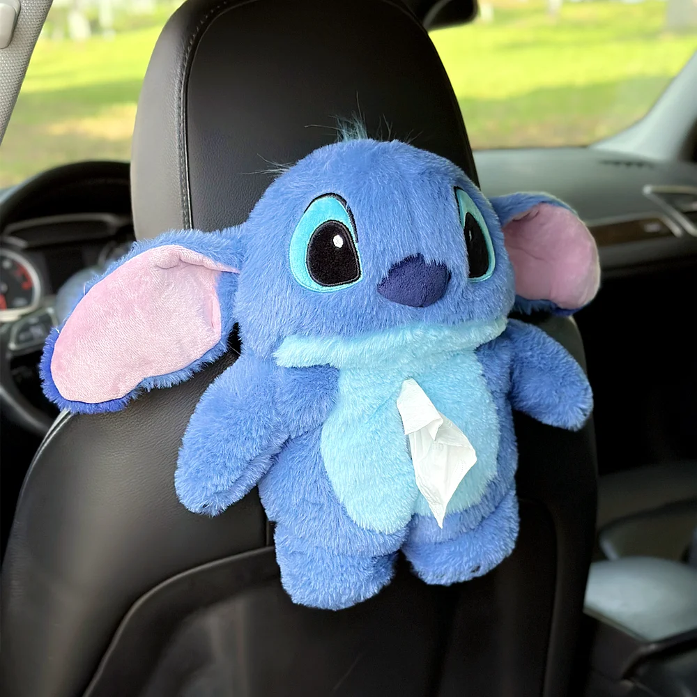 

Cute Stitch Seat Belt Protective Cover Cartoon Soft Plush Car Headrest Neck Pillow Fashion Car Tissue Box Decor Birthday Gift