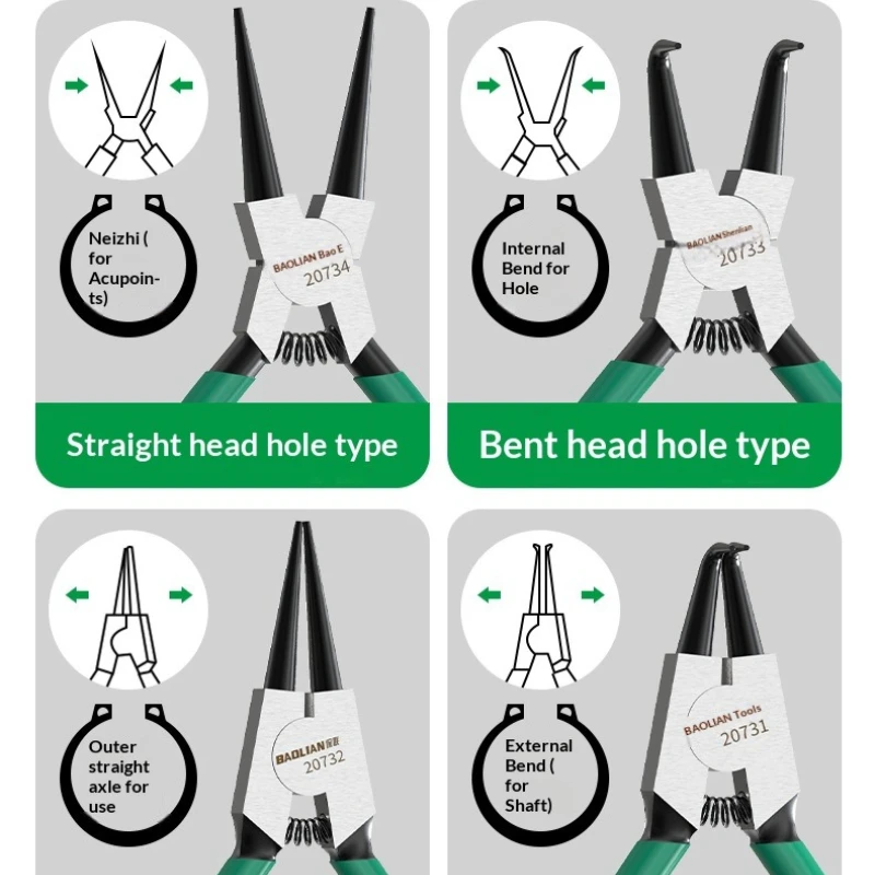 5-inch Circlip Pliers for Terminals Press Electrical Wire With Non-slip Internal/external Rings Hoses and Gasket Handle Before