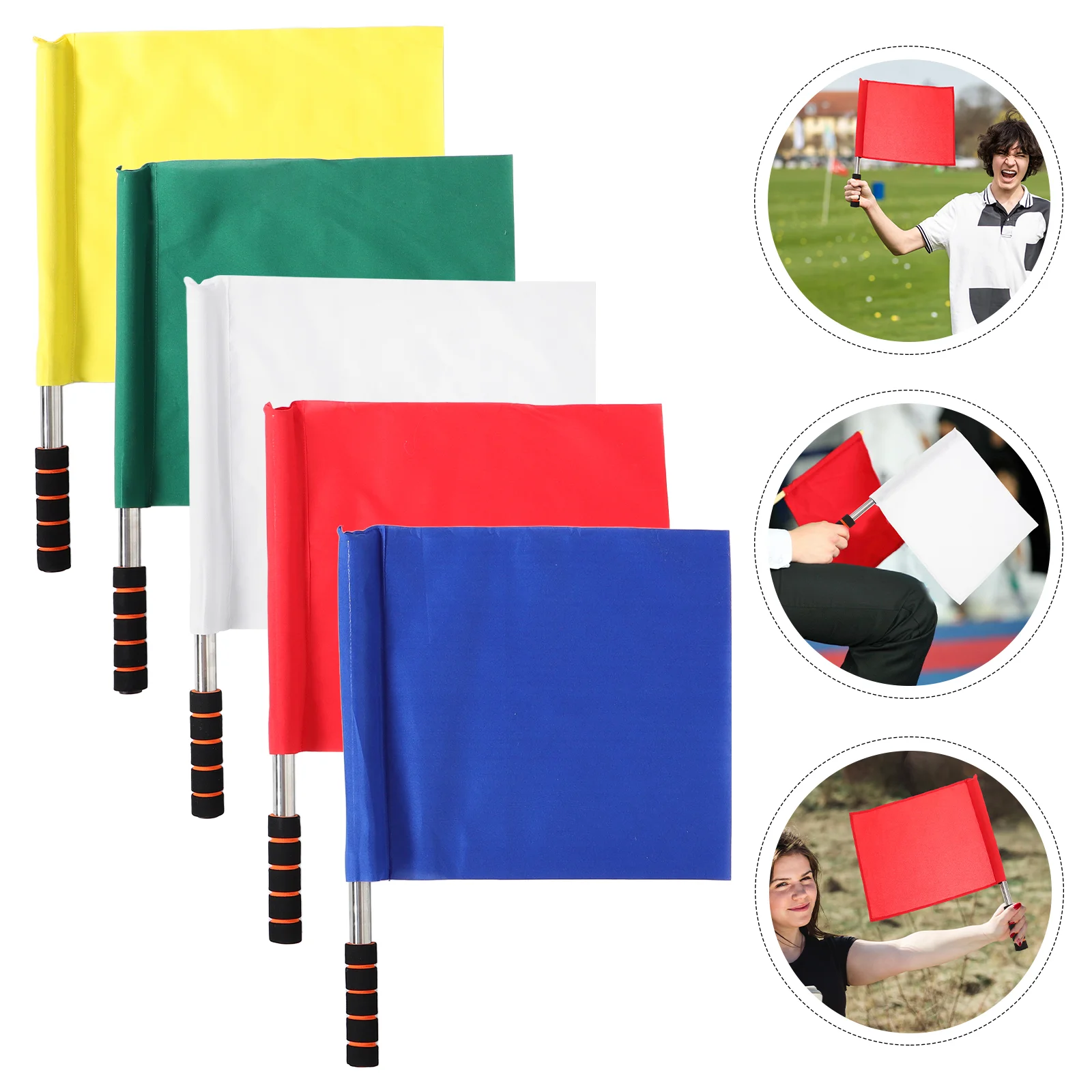 

5 Pcs Referee Starting Flag Match Warning Signal Flags Tools Hand Waving Competition Fan Cheering Stainless Steel Football