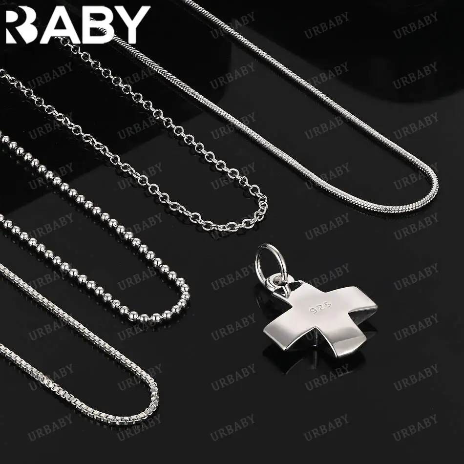 

URBABY 40-75cm 925 Sterling Silver Cross Pendant Necklace For Women Men Creativity Gifts Street All-match Party And Daily Wear