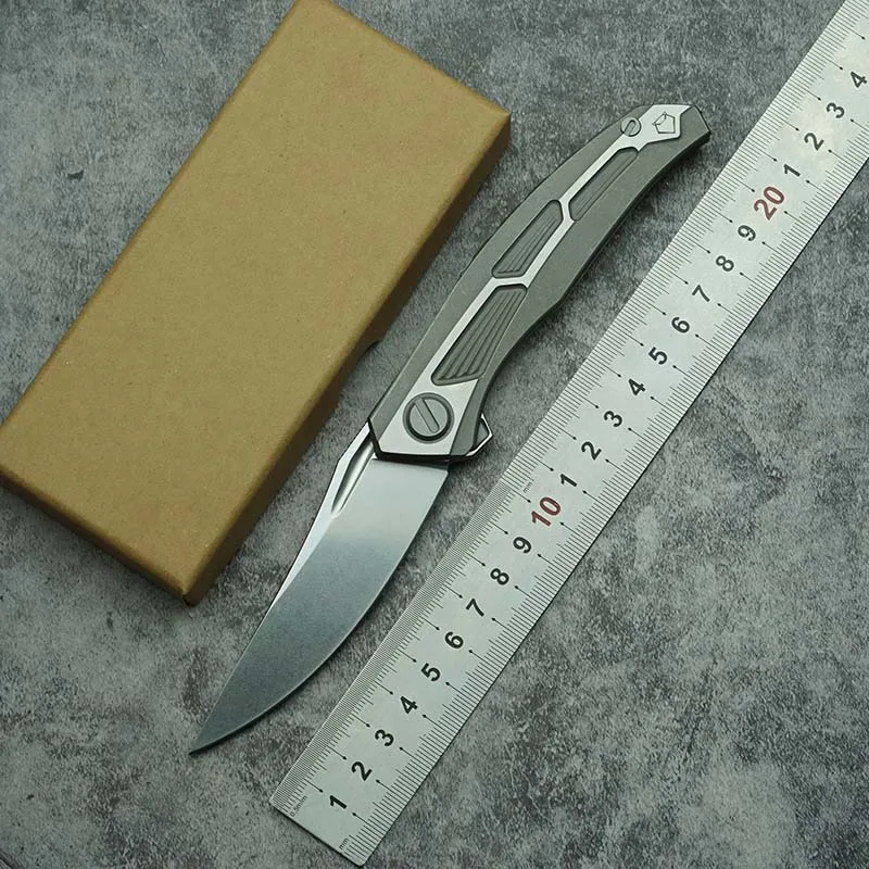 Lemifshe-duplo Linha Cerâmica Rolamento Faca Dobrável Quantum Urso Logotipo Titanium Handle Acampamento ao ar Livre Sobrevivência Bolso Ferramenta Edc Novo
