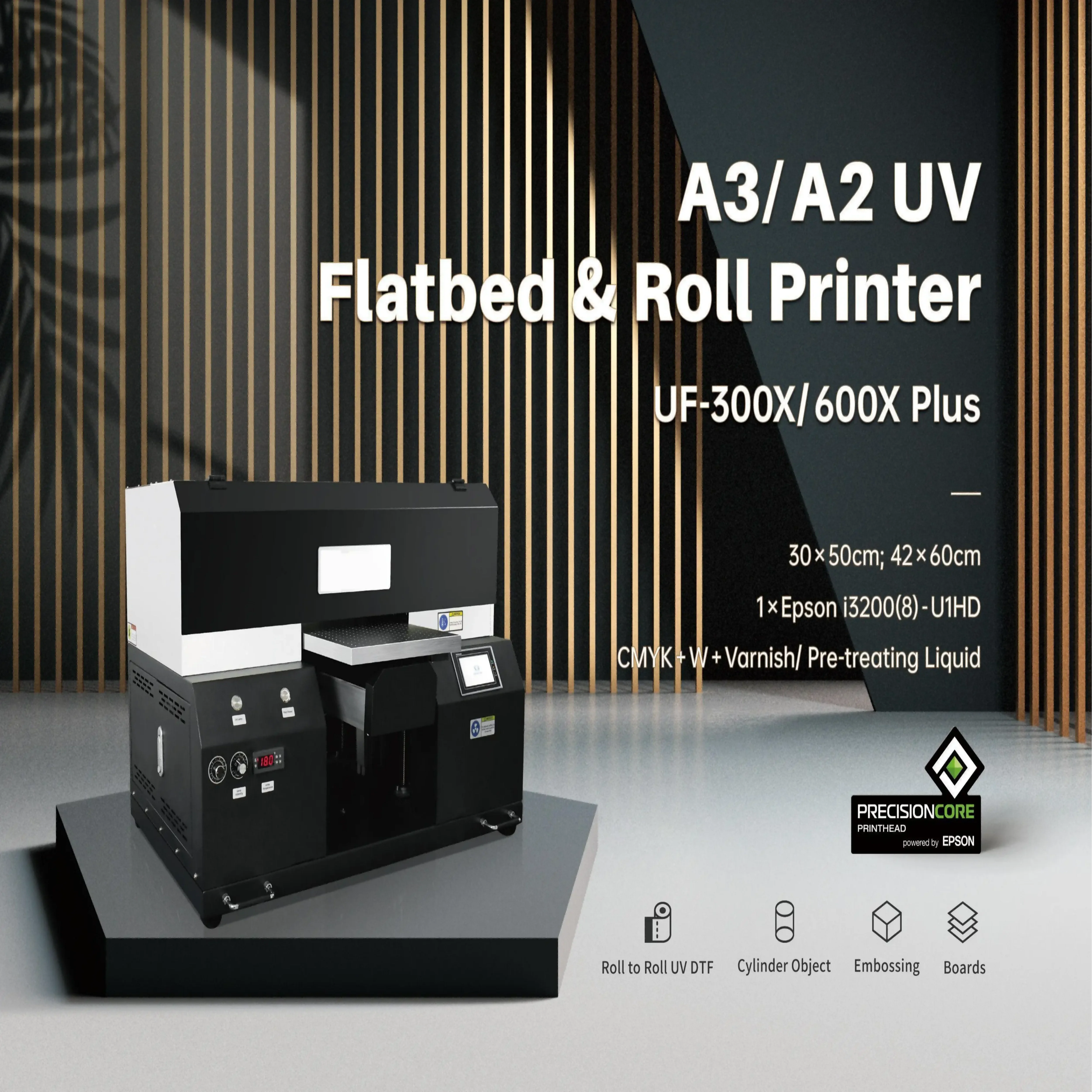 2024 UF-300X A3 Small Flatbed Uv DTF Label Card Printer Digital Uv Inkjet Printers Sticker Printing Machine With Epson Printhead