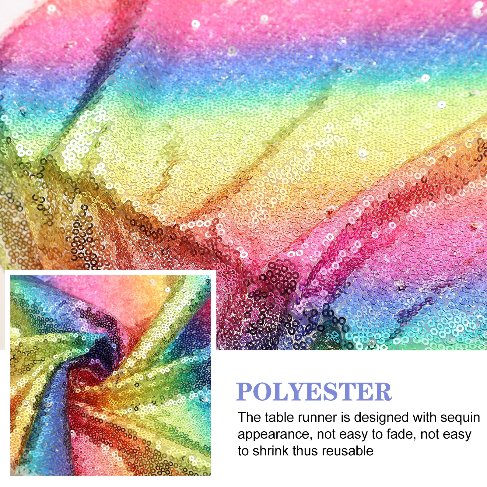 

OKUMEYR Sequin Tablecloth for Wedding Party Home Decorative Table Cover Elegant Design 128 Characters