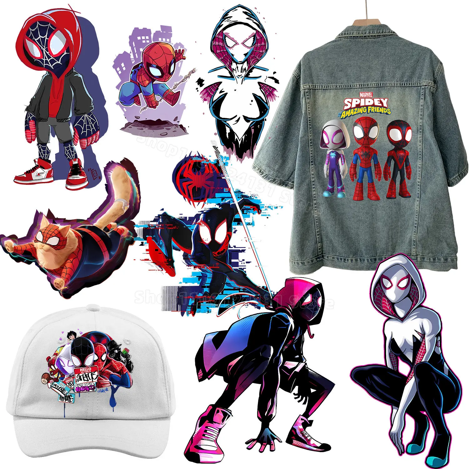 Parches de Spiderman Miles Morales, pegatinas de transferencia de calor para camisa, ropa, Marvel, parche para ropa, mochila, niño, niña, decoración