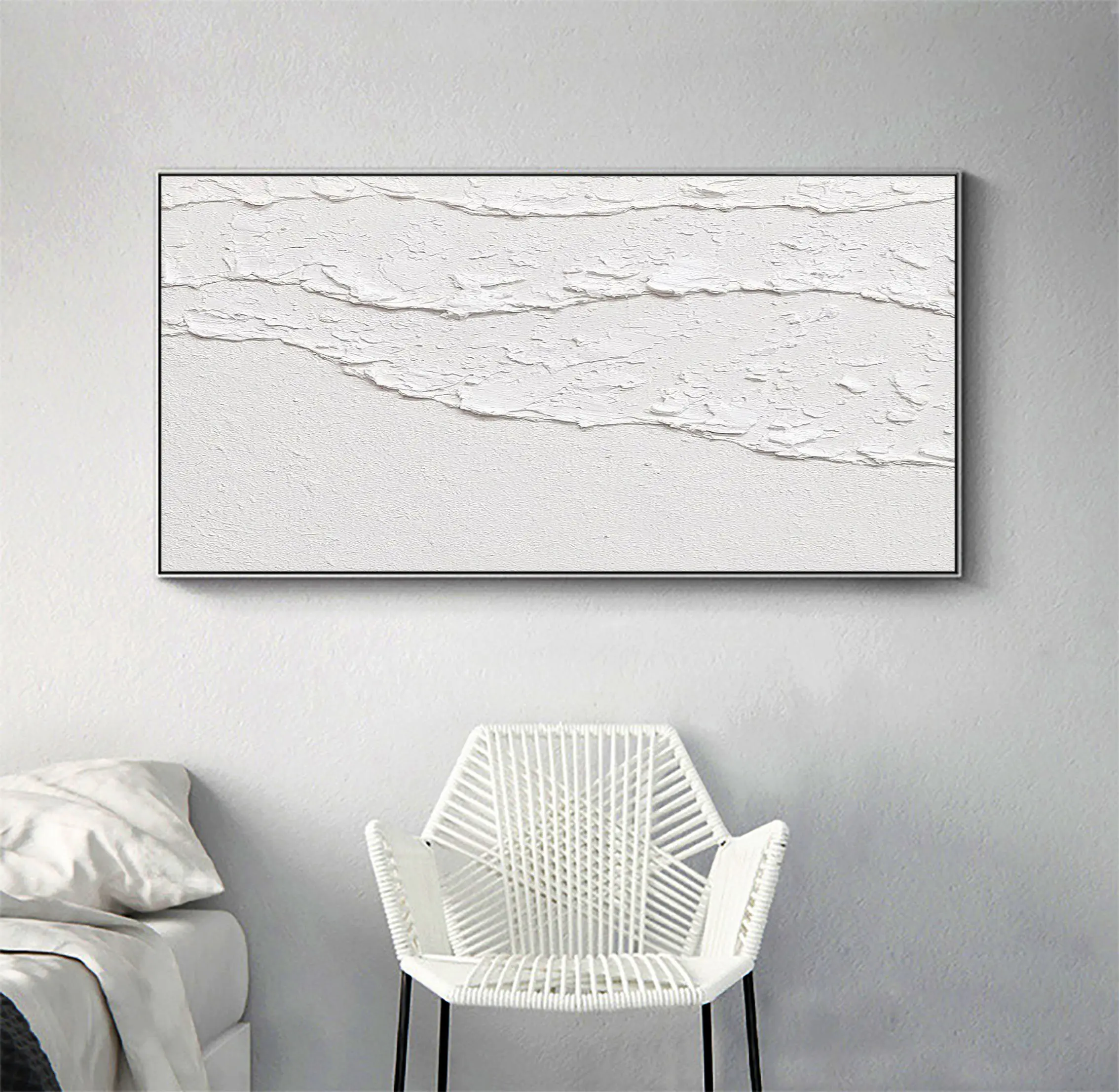 

Large Nordic White Abstract Wall White 3D Texture Painting White Painting Modern Living Room Minimalist Art Room Decor Aesthetic