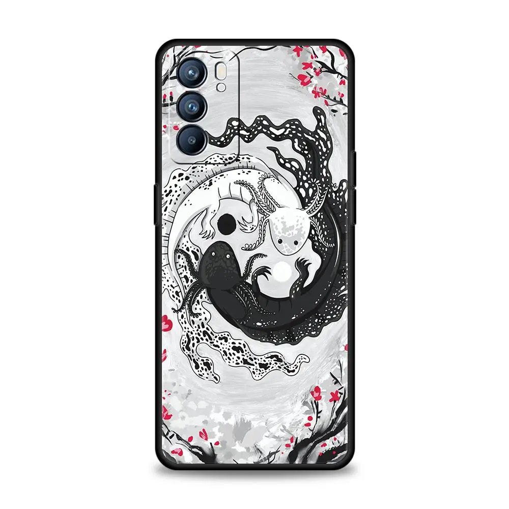 Koi Fish Case For OPPO A16 A15 A54 A53 A52 A9 2020 A74 A76 A95 A12 Reno7 SE Reno6 Z Find X5 Pro Plus 5G Phone Cover Black Shell