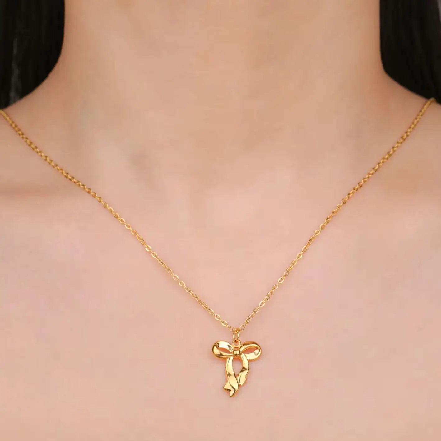 Unift Elegant Bowknot Necklace Y2k Bow Tie Neck Chain Pendant Stainless Steel Fashionable Trendy Minimalist Jewelry Wholesale image 3