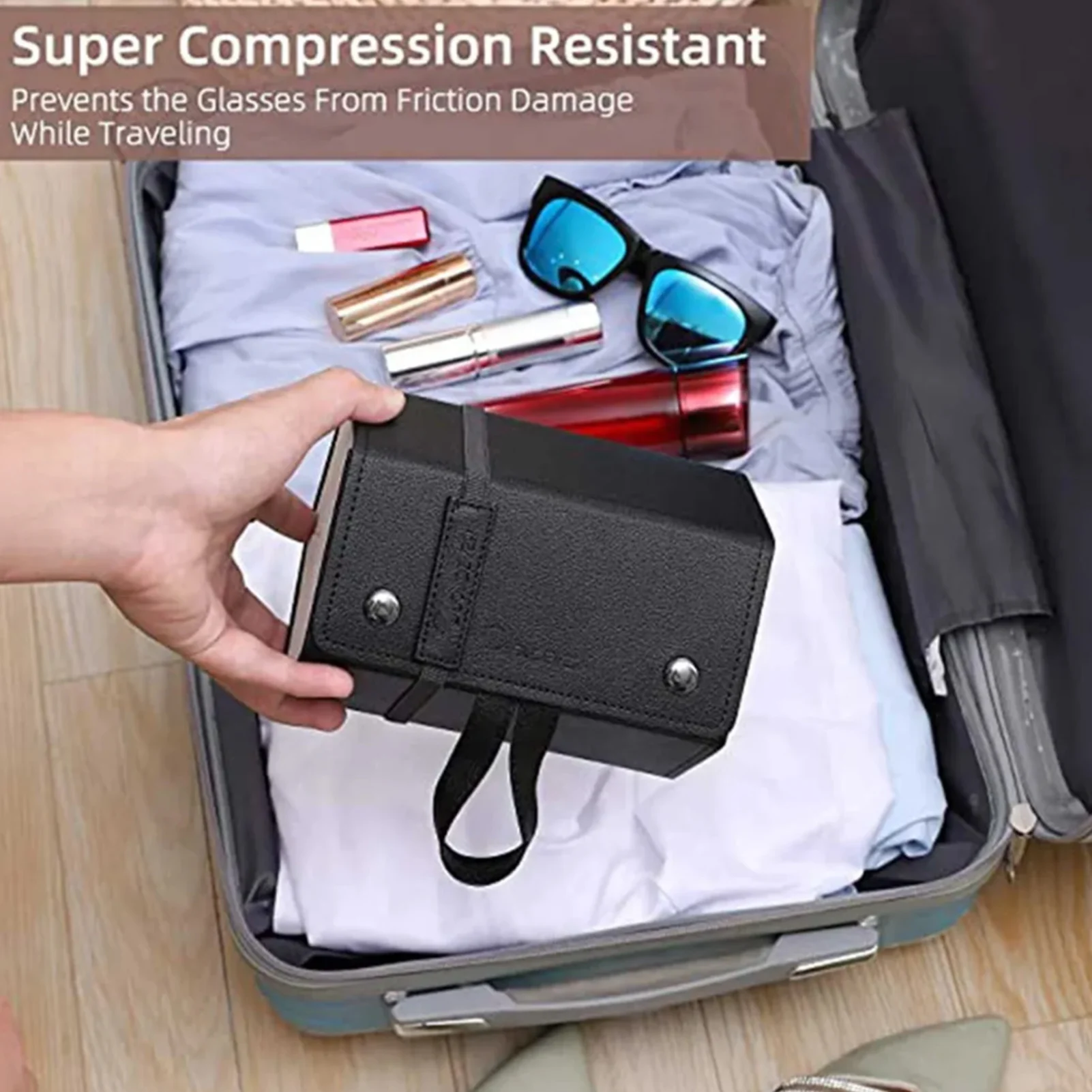 Multi-slot Travel Portable Eyeglasses Holder Sunglasses Case Glasses Organizer PU Leather Case 2/3/4/5/6 Storage Box Travel