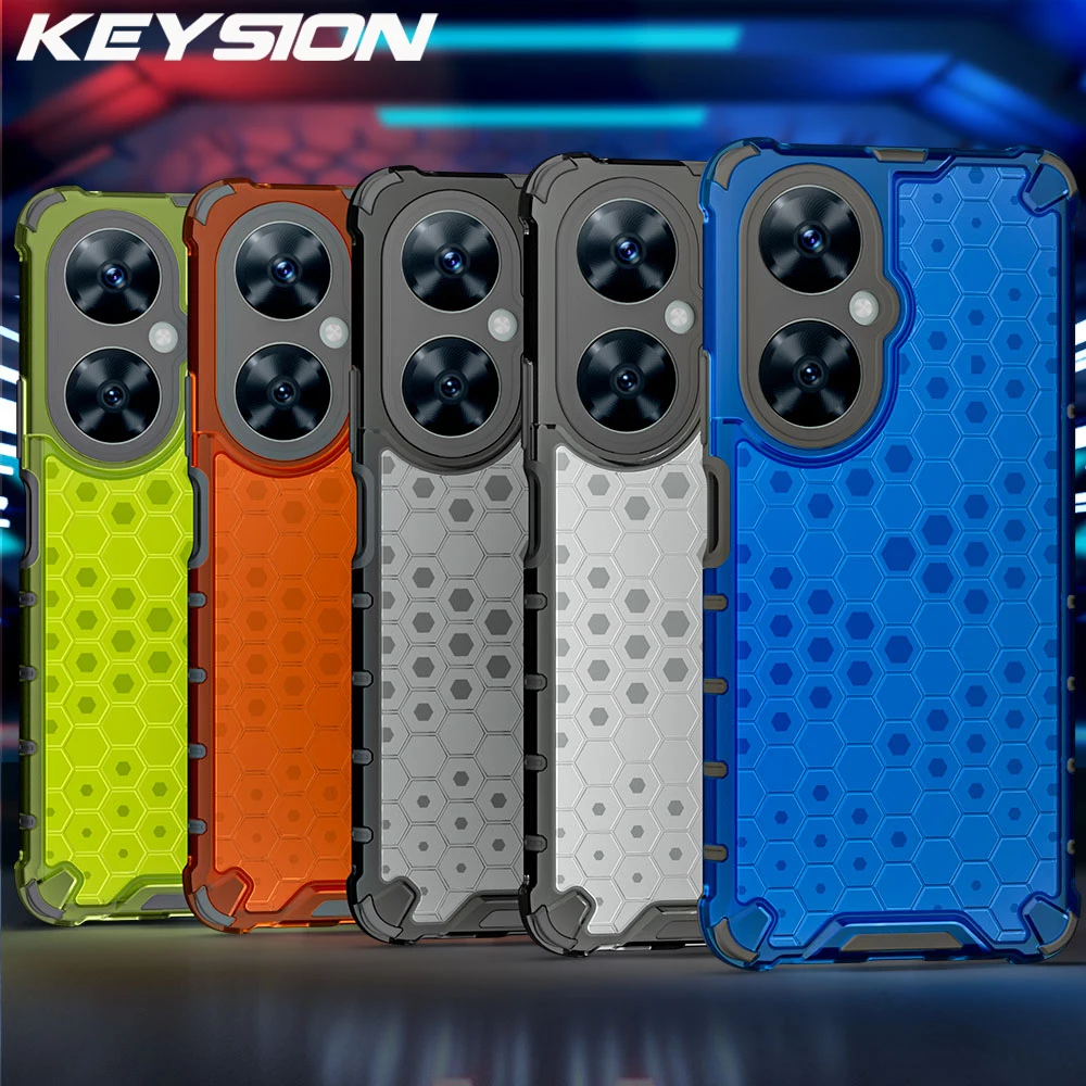 KEYSION Shockproof Armor Case for Huawei Nova 11i 11 Pro Silicone+PC Transparent Honeycomb Phone Cover for Huawei Nova Y91 Y71