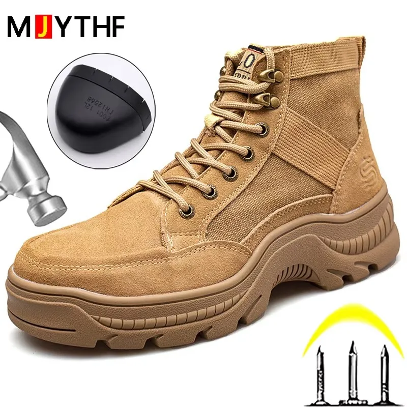 Male Indestructible Shoes Safety Boots Steel Toe Shoes Anti-smash Anti-puncture Work Shoes Outdoor Security Boots Tactical Boots