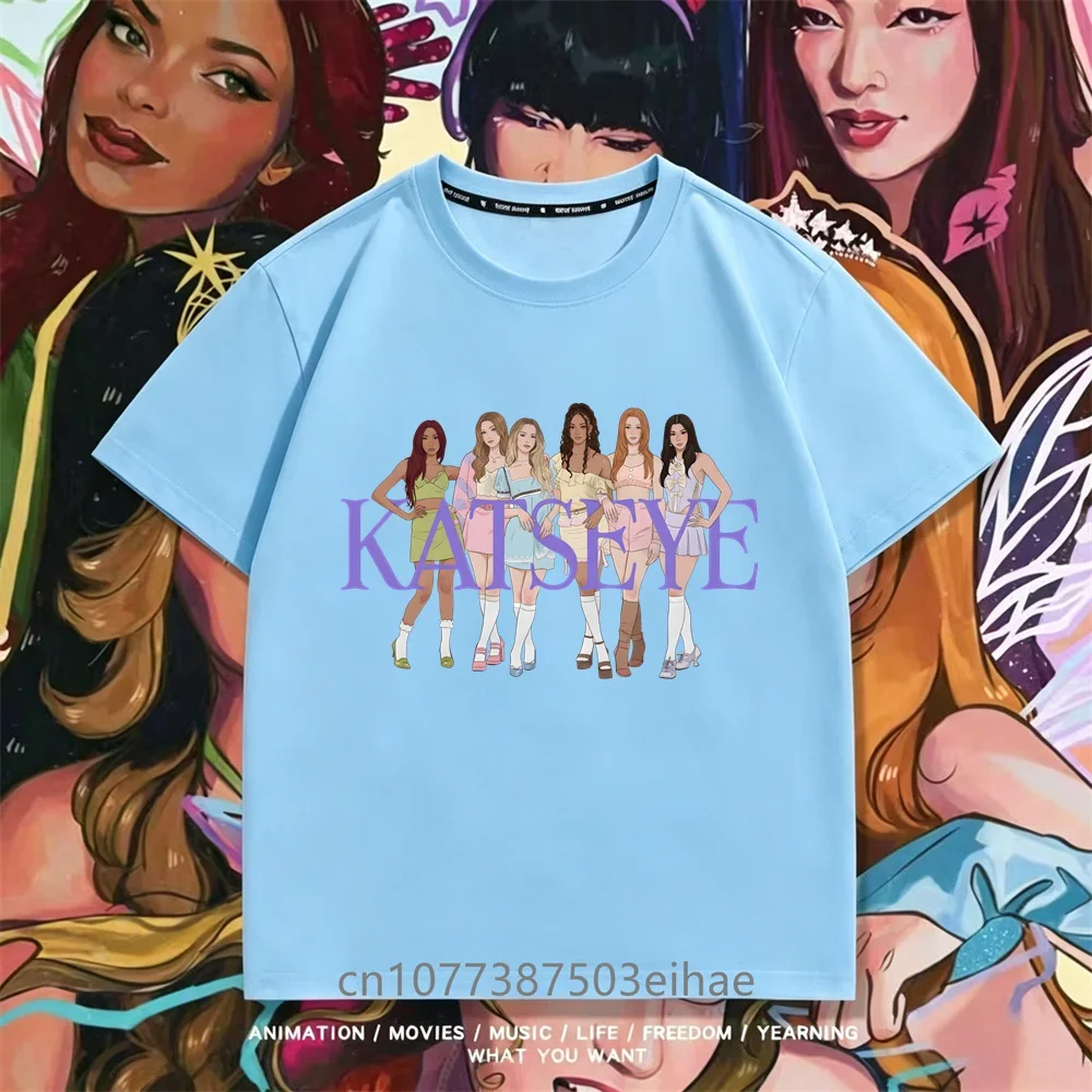 Comfortable Kids KATSEYE Design T Shirt Cotton Crew Neck Short Sleeve Casual Printed Top Boy Girl Outdoor Daily Children Apparel