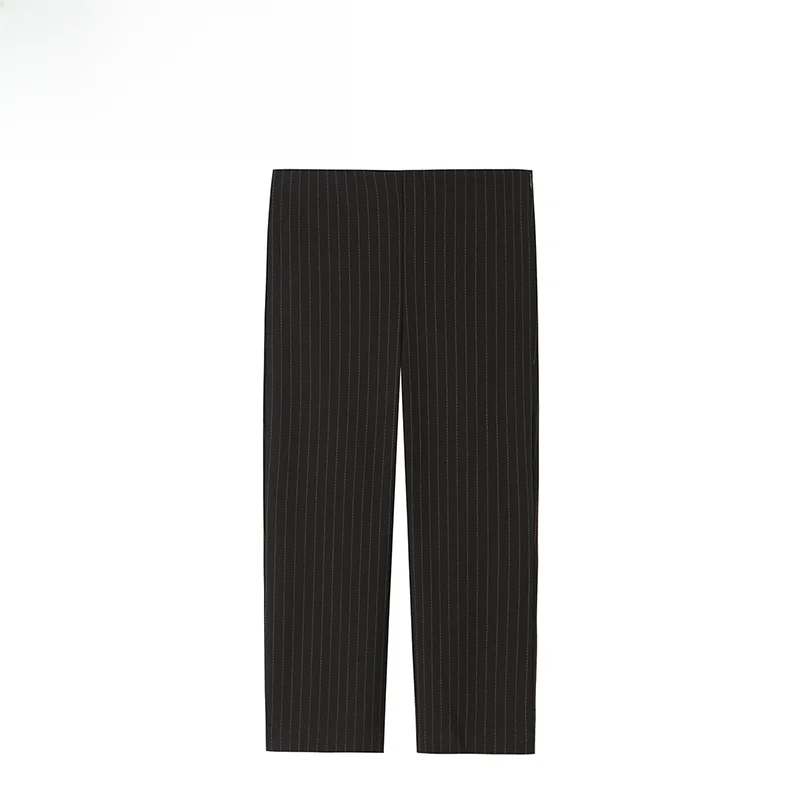 Comfortable Fashionable Striped Capri Pants for Women Autumn New Arrival ZR Women's Clothing Natural Waist Polyester Fabric