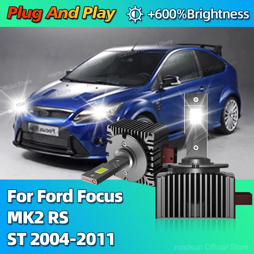 

2Pcs LED Headlight HID D1S Bulbs Canbus Car Light 30000LM Bright For Ford Focus MK2 RS ST 2004 2005 2006 2007 2008 2009 20102011