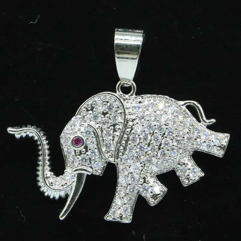 32x28mm Elephant Shape White Sapphire Tanzanite Pink Kunzite Orange Spessartine Garnet Silver Pendant