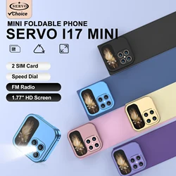 SERVO i17 Mini Flip Mobile Phone 2G Network 1.77inch Screen Dual SIM Flashlight Speed Dial FM Radio Small Fashion Foldable Phone