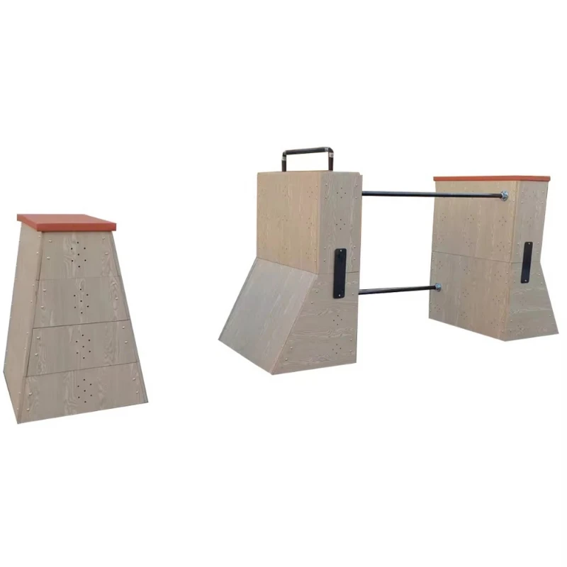 Outdoor Playground Fitness Equipment Set Wooden Plastic Vault Box Children Adult Parkour Training