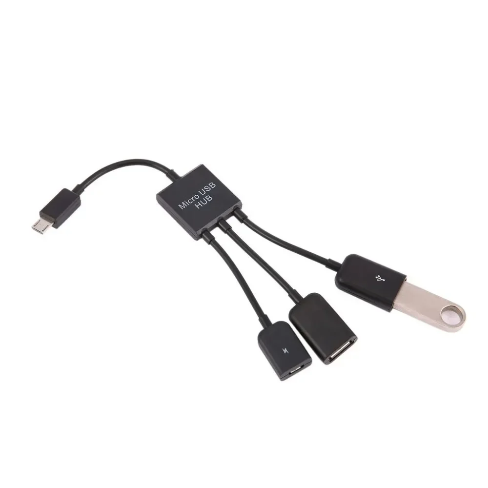 3 في 1 مايكرو USB نوع C HUB ذكر إلى أنثى مزدوج USB 2.0 المضيف OTG كابل محول للهواتف الذكية الكمبيوتر اللوحي 3 ميناء