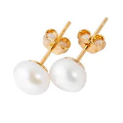 Real 925 Sterling Silver Earrings Natural Freshwater Pearl Stud Errings Gold Jewelry For Women Fashion Birthday Gift