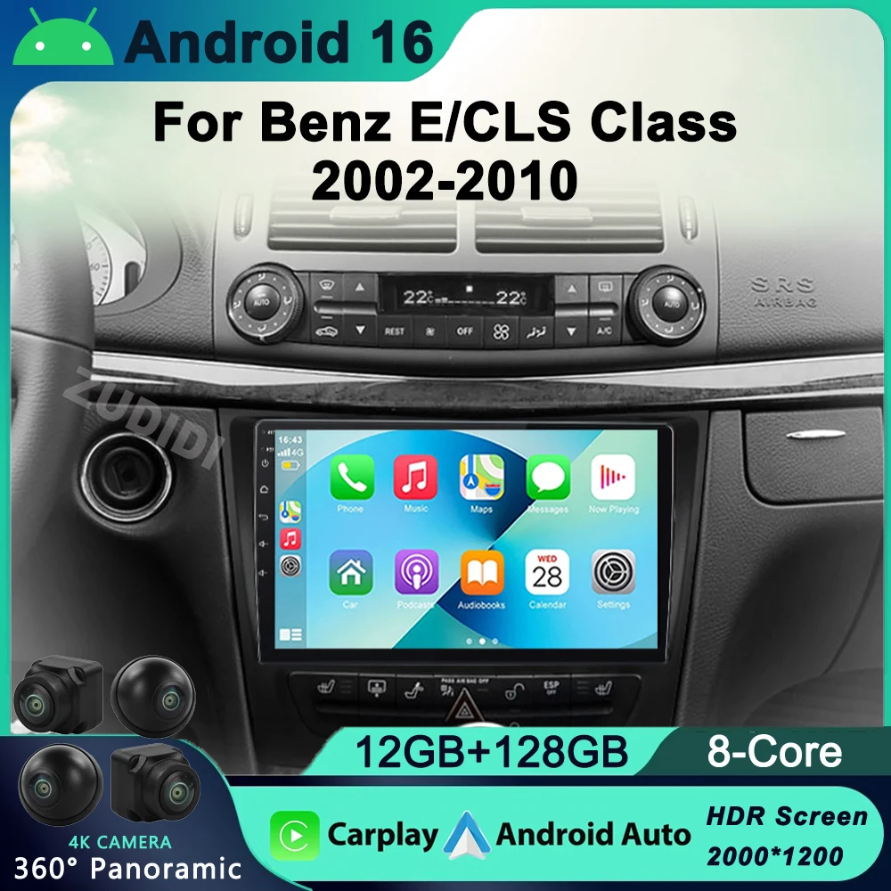 

8GB+128GB Carplay 9" DSP Android 16 Car Multimedia Player GPS WIFI Bluetooth RDS Radio For Benz W211 W463 W219 W209 2004-2011 PC
