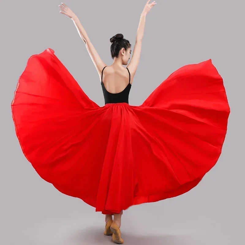 Spanish Flamenco Women Gradient Color Performance Practice Skirt Ladies Big Swing Skirt Xinjiang Ballroom Belly Dance Costume