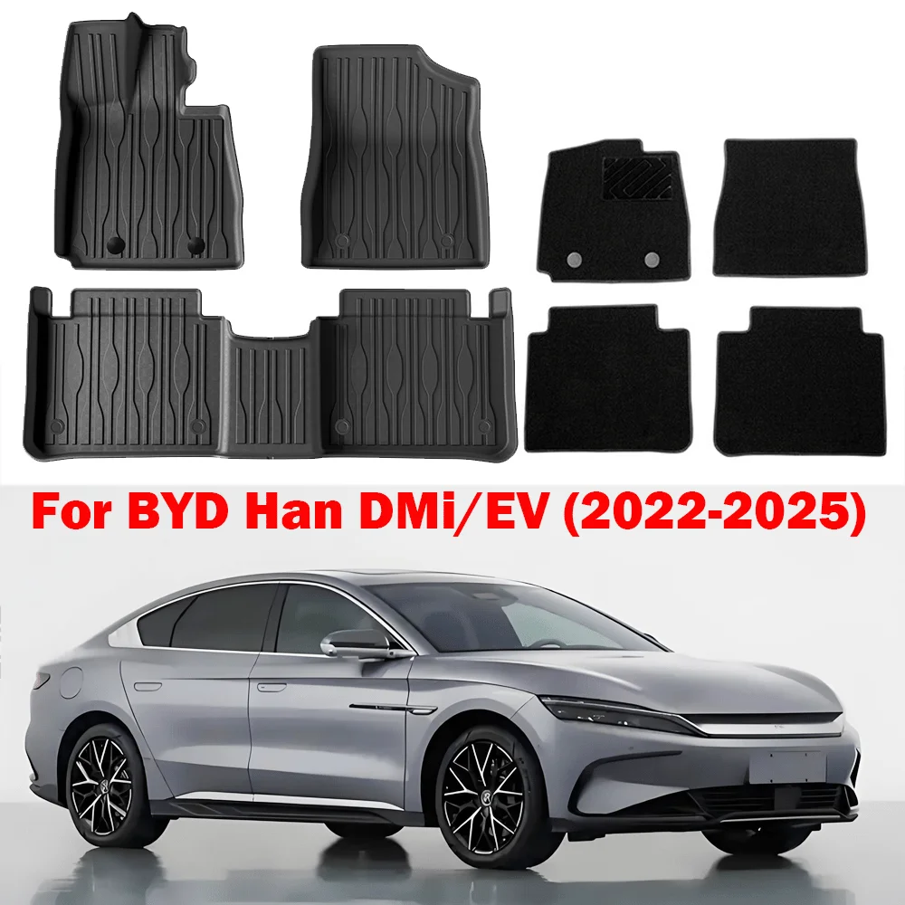 

Для BYD Han EV/DMI 2022-2025 Коврики из ТПЭ и грузовой подкладки Всепогодная противоскользящая водонепроницаемая задняя часть багажника Коврики на спинку LHD