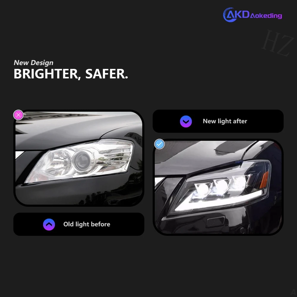 Headlight For Toyota Camry 2006-2012 автомобильные товары 12V H7 LED 2 PCS Light AKD Car Decorations Accessories Camry Head Lamp