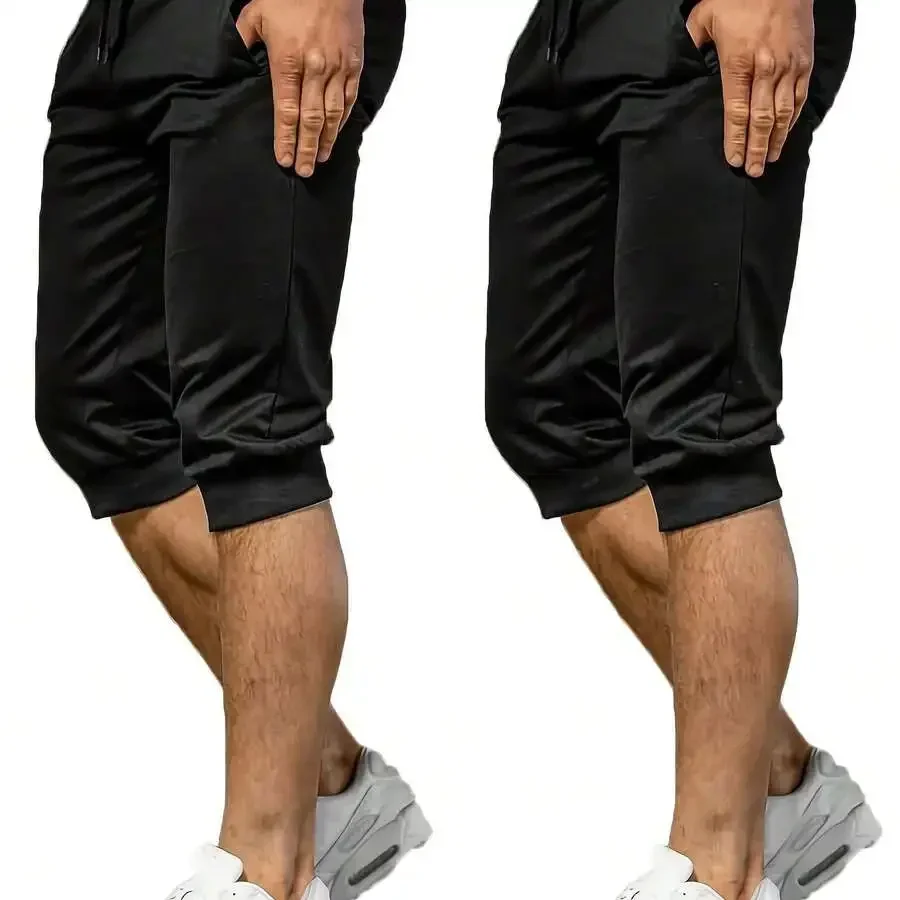 Mens Casual Sports 7-Point Shorts With Ribbed Waist And Cuffs Multi Pocket Comfortable Fabric