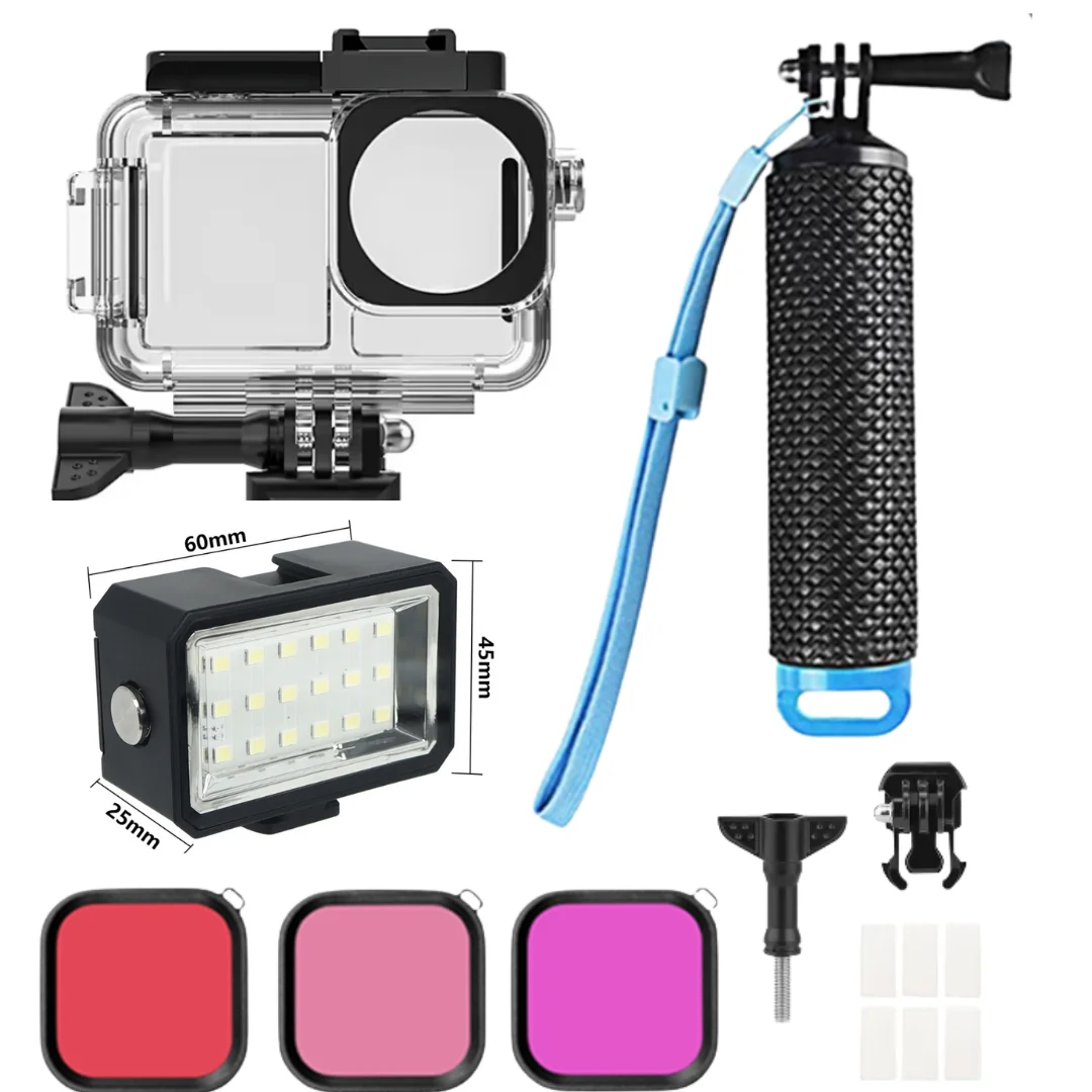 Wodoodporna obudowa do nurkowania 70M dla DJI Osmo Action 6, podwodna obudowa ochronna z oświetleniem wideo, wodoodporność 40M — zdjęcie produktu 7