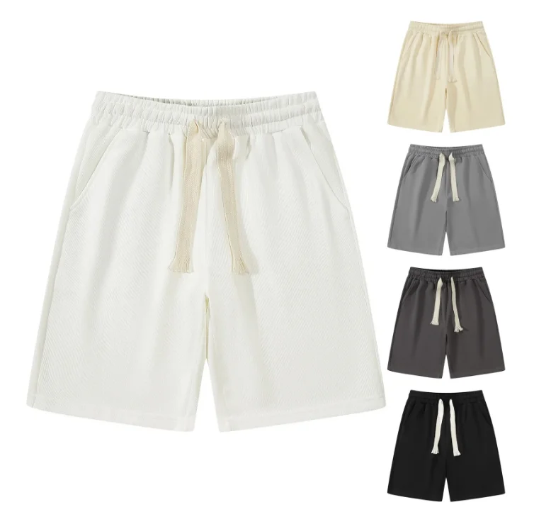 

2025 NEW Men's American solid color simple casual shorts for summer loose fit Vibe versatile drawstring five quarter pants