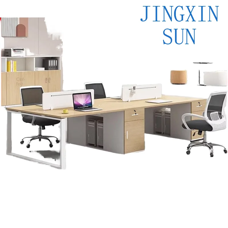 Modern Simple Four-Seat Office Desk And Chair Combination For Staff Durable