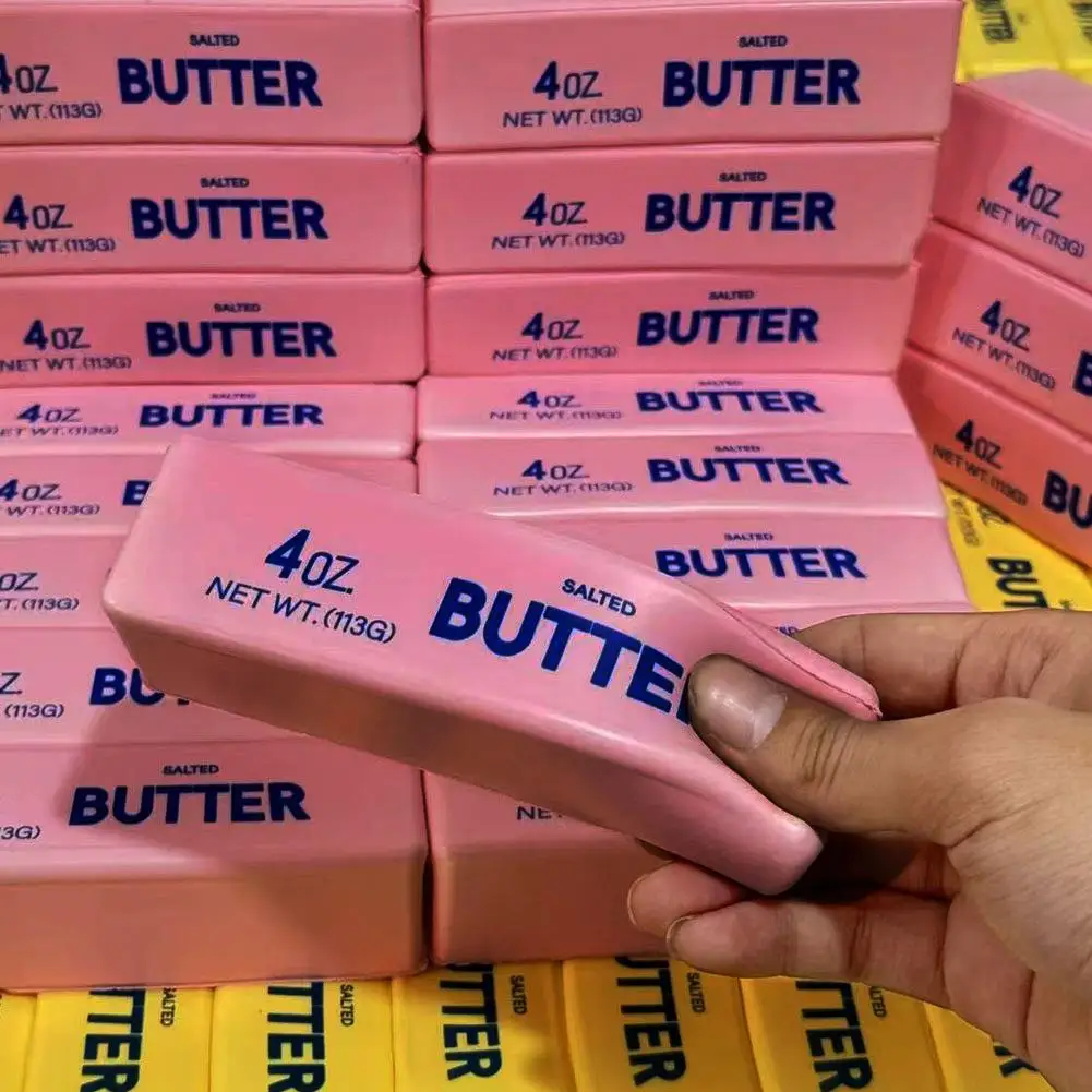 Squishy Butter Stick Fidget Toy Cheese Shape Stress Relief Game Funny Decompression Prank Squeeze Toy for Anxiety Relief Gift