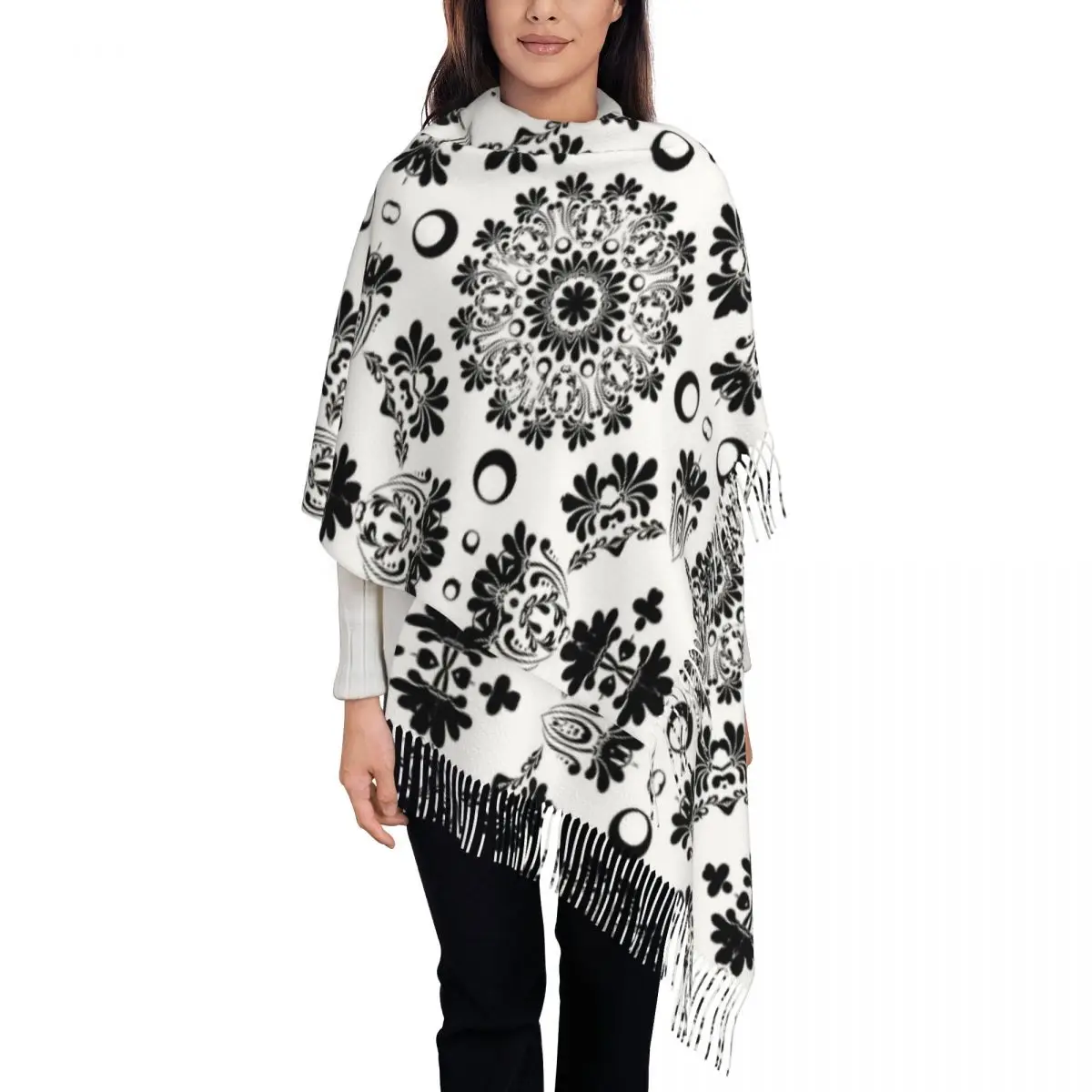 

Шаль с цветочным узором банданы, женский теплый большой длинный шарф, пашмины, шаль, шарфы