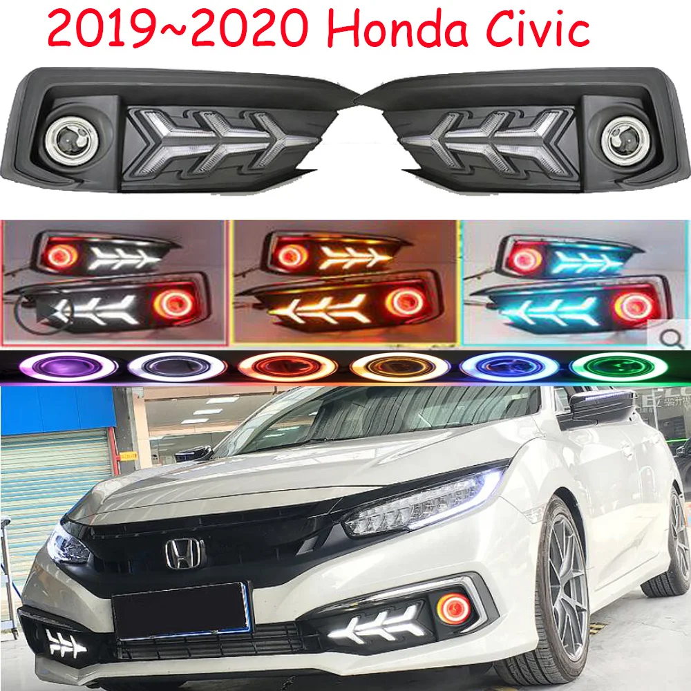 1set 2019~2020y Car Bumper Head Light For Honda Civic Fog Light Car Accessories LED DRL Headlight For Civic Projector Lens Light