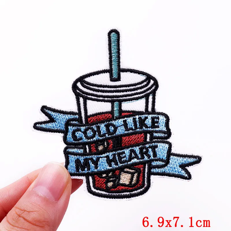 Getränke flaschen/Tasse Stickerei Patch Cartoon Patch gestickte Patches auf Kleidung Bügeleisen auf Patches für Kleidung DIY Näh aufkleber – Detail 17