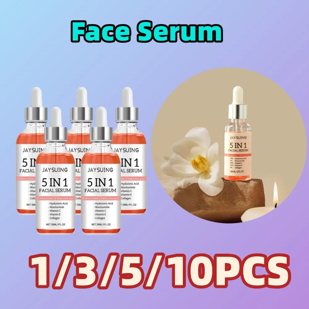 5 w 1 Serum do twarzy Kwas hialuronowy Nawilżający Wybielający Przeciwzmarszczkowy Przeciwstarzeniowy Witamina C Znikają plamy Zmniejszają pory Pielęgnacja skóry 30ml